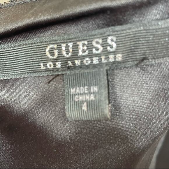 GUESS black lace overlay sleeveless mini dress w/velvet shoulder size 4 Swiftie - Picture 4 of 5